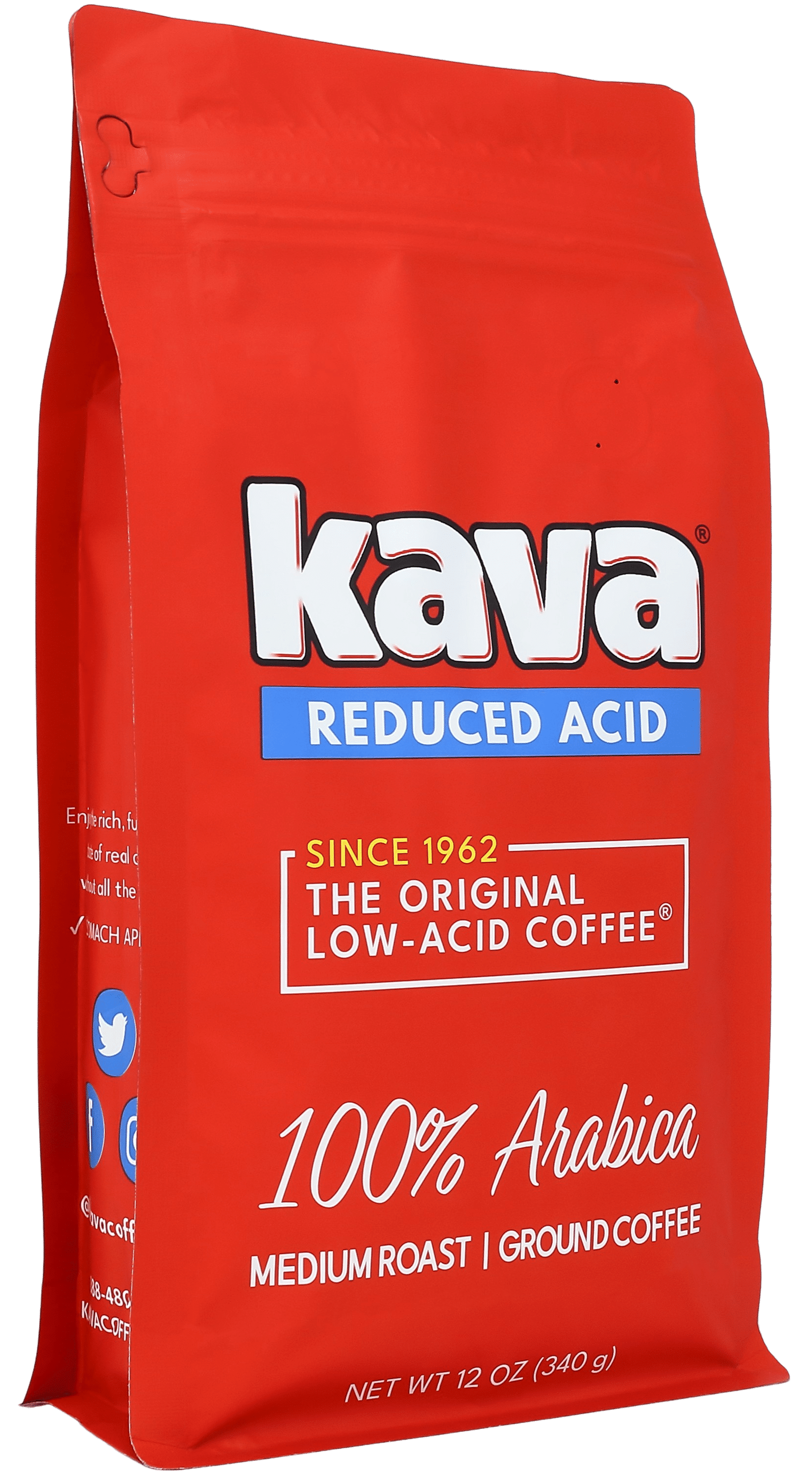Kava Low Acid Ground Coffee Bag Reduced Stomach Arabica Beans